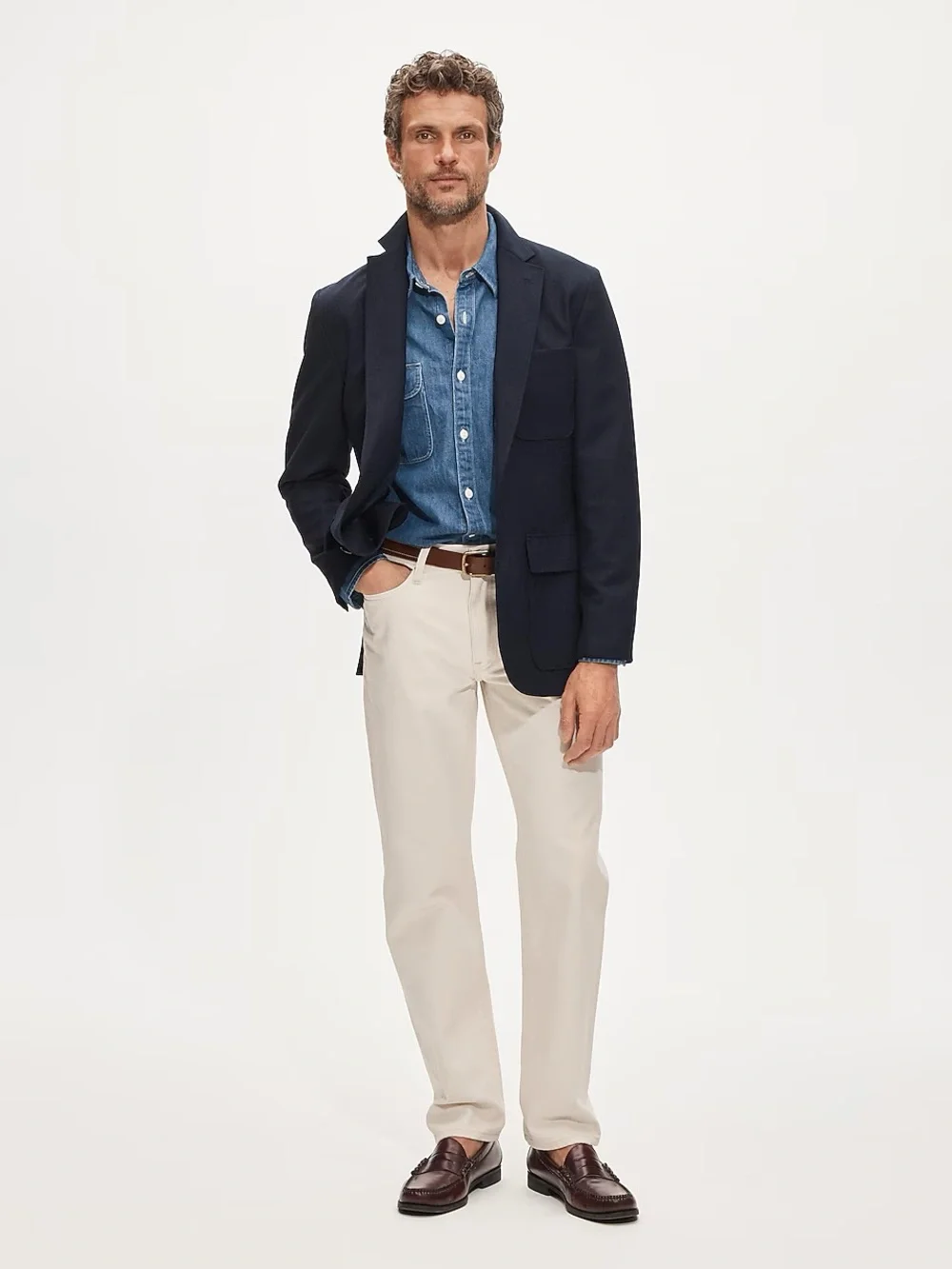 J. CREW Ludlow Slim-fit suit jacket in Japanese cotton chino Navy 44 R NWD CF181